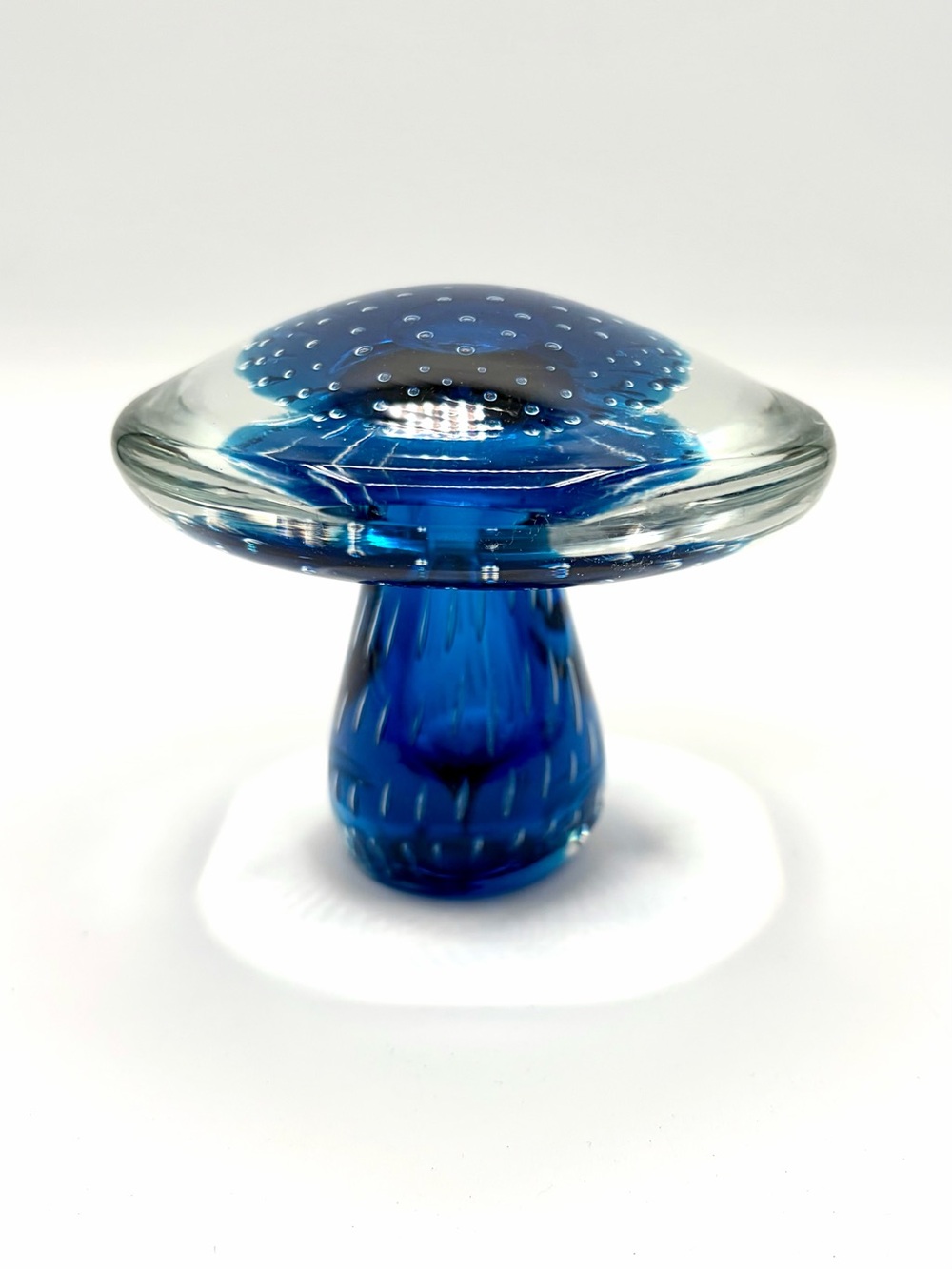 Vintage 1970's Glass Mushroom Paperweight - Controlled Bubbles